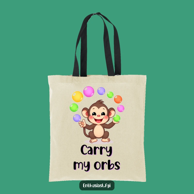 Funny Monkey Juggling Tote Bag - Playful Orb Carrier Gift