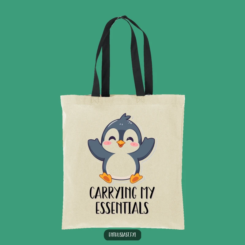 Funny Penguin Hello Tote Bag: Carry Your Essentials with a Hilarious Wave