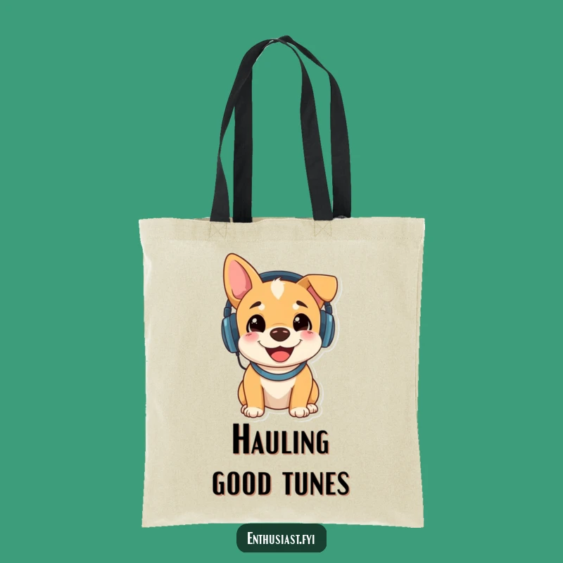 Funny Music Dog Tote Bag: Carry Your Essentials with Pup-tastic Style